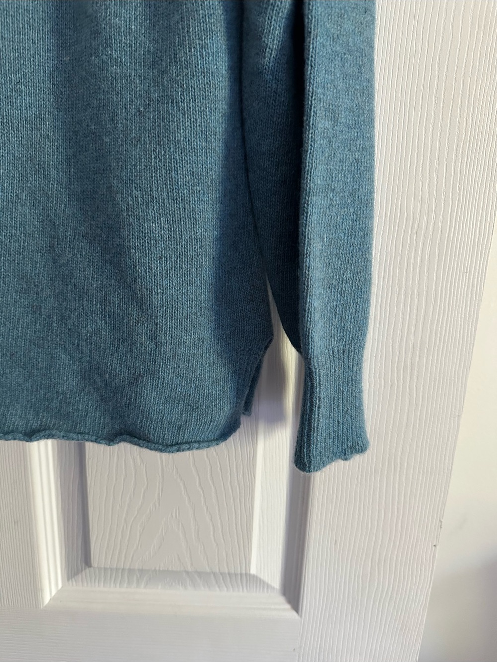 Size L Benedetta.b Women’s Teal Wool Cashmere Knit Cowl Neck Long Sleeve Sweater - Picture 6 of 9